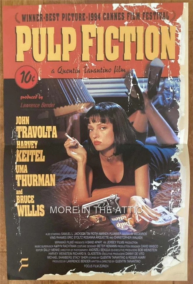 QUENTIN TARANTINO PULP FICTION ORIGINAL VINTAGE UMA THURMAN FILM POSTER - Bild 1 von 1