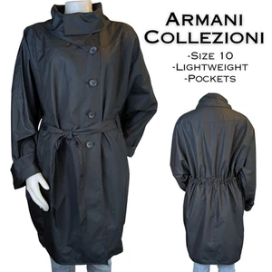 Armani Collezioni Oversized Lightweight Trenchcoat Windbreaker Size 10 Black  - Picture 1 of 11