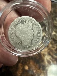 1911-D 10C Barber Dime - Picture 1 of 3