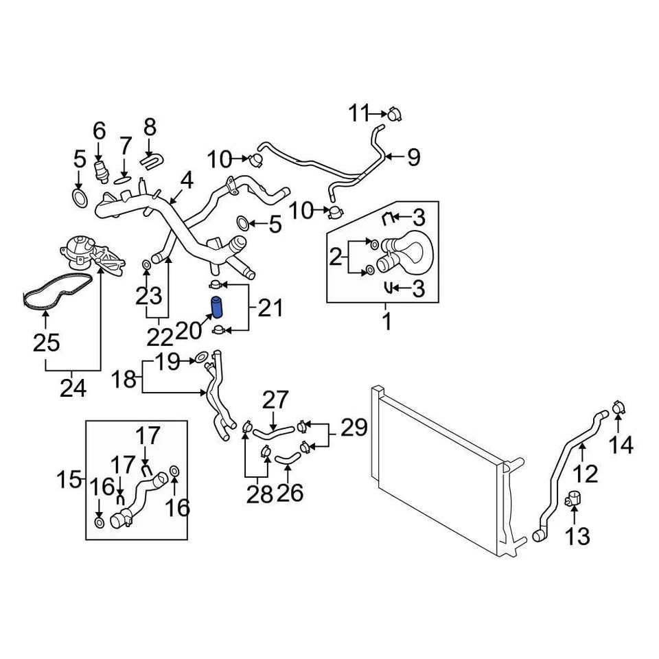 For Audi A6 2006-2011 Audi 4F0121055F Lower Radiator Coolant Hose - Image 1 of 4