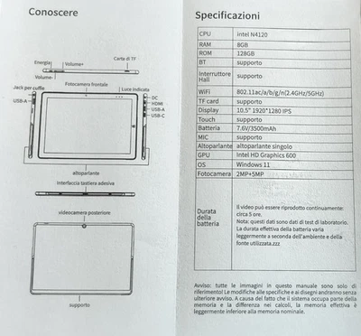 ALLDOCUBE IWORK 20 PRO 10" PC E TABLET + TASTIERA INTEL N4120 8GB RAM  128 GB  - Immagine 1 di 4