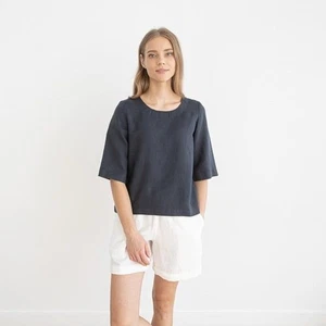Not Perfect Linen 100% Natural Fiber January Loose Boxy Cut Tunic A-Line Top S/M - Picture 1 of 5