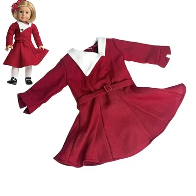 American Girl Kit Muñeca Navidad Vestido y Cinturón Pleasant Company Etiqueta Rojo Blanco Foto 1 de 4