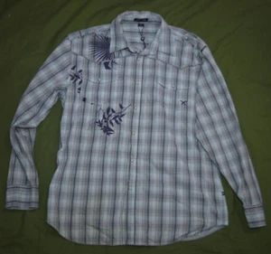 ARTFUL DODGER Men Size 2XL Shirt Pearle Snaps Embroidered Blue NWOT - Picture 1 of 5