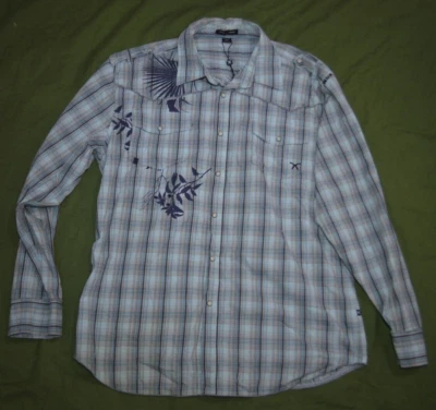 ARTFUL DODGER Men Size 2XL Shirt Pearle Snaps Embroidered Blue NWOT - Image 1 of 4