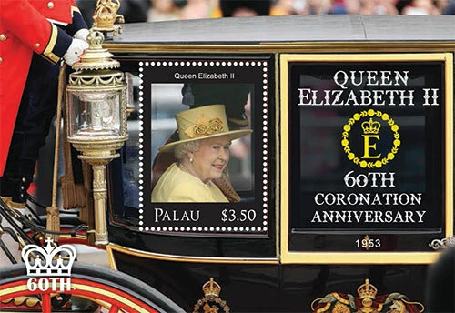 Palau -2013 -Queen Elizabeth II Coronation 60th Anniversary - Souvenir Sheet-MNH Foto 1 de 1