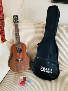 LUNA High Tide Concert Acoustic Electric UKULELE UK-9000 With Bag & Accessories - Picture 1 of 14