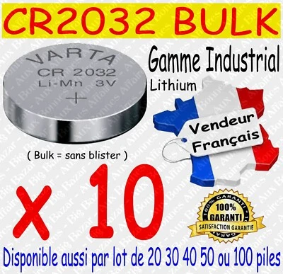 Lot de 10 piles boutons CR2032 VARTA Lithium 3V - Dispo aussi : CR2025 ou CR2016