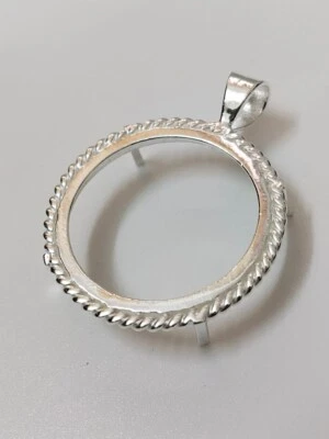 Connettore per monete in argento sterling 925 lunetta senza nichel vassoi lun... - Immagine 1 di 4