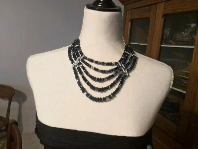 INC International Concepts Women's Beaded  Statement Necklace (blue/Black) - Image 1 of 4