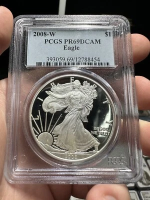 2008 W PROOF SILVER EAGLE PCGS PR69 - Image 1 of 2
