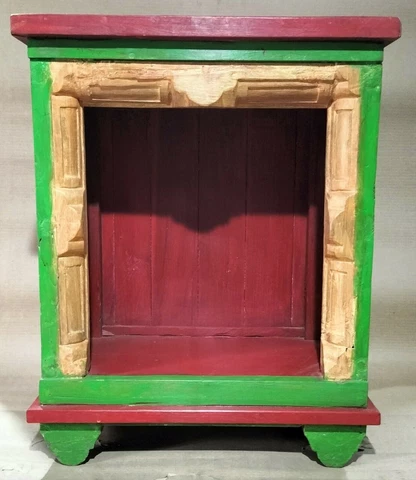 Reclaimed Wooden temple storage Rack distressed handpainted shabby chic patina Cover