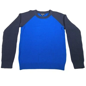 LANDS' END Boys Knit Royal Blue & Navy Pullover Long Sleeve Sweater Large 14-16 - Picture 1 of 10