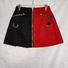 Japanese Brand Hell Cat Punk Split red and black skirt (one-size, fits US Small)