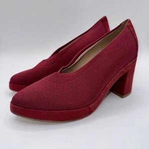 EILEEN FISHER Black Gabby Stretch Knit Pump Women’s Size 8 Wine Red Suede - Picture 1 of 15