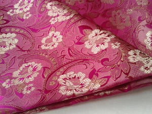 Silvery Plum Satin/Faux Silk/Chinese Floral Damask/Brocade Cloth. 98cm. Sew - Picture 1 of 15
