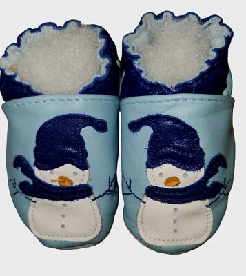 ROBEEZ 雪天柔软鞋底拖鞋皮革假日雪人贴花 0-6 M 0801 — 第 1/4 张图片