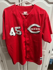 Camiseta roja vintage del Majestic Team MLB Cincinnati #45. Sin nombre en la parte posterior. Hombre XL - Imagen 1 de 7
