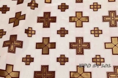Ecclesiastical Liturgical Vestments Woven Light-Weight Cool Fabric with Crosses - Image 1 of 4