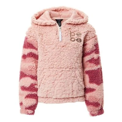 Moletom com capuz Bebe rosa fofo camuflado com zíper no pescoço logotipo lantejoulas - Criança e meninas - Pequeno, 4 - Imagem 1 de 4