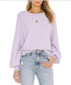 Free People Lilac Textured Found My Friend Pullover Top Womens NWT Sz Small - Picture 1 of 7