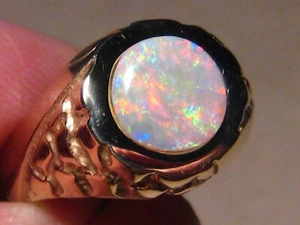 Men' s   Opal Ring , 15 grams of Solid 14 k Gold  ,  Nugget style - Picture 1 of 10