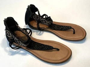 Women's Minnetonka Black Suede Bedazzled Siyah Kadin Sandalet - #71319 - Size 8 - Foto 1 di 17