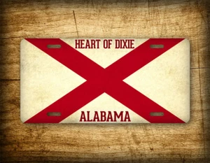 Alabama Flag/ Heart Of Dixie License Plate - Foto 1 di 5