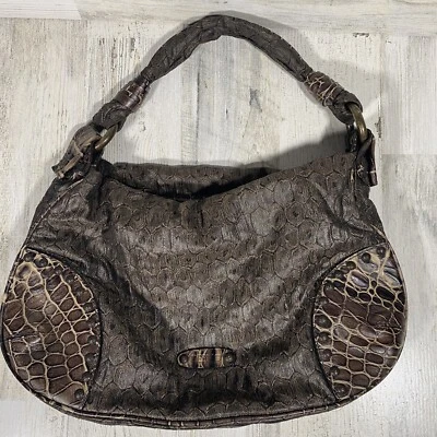 Desmo Mujer Marrón Hobo Cartera Imitación Piel de Serpiente Bolso de Hombro Hecho en Italia Foto 1 de 4