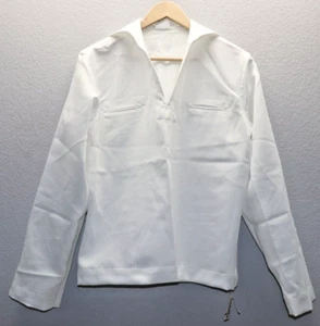US man's white polyester Jumper Sailor shirt size 40R M2632 - Picture 1 of 5