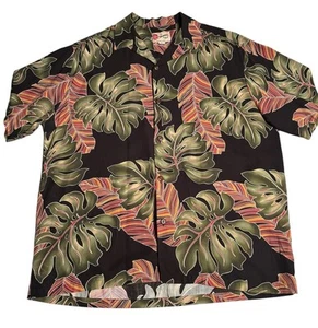 Hilo Hattie Hawaiian Shirt Men’s XL Black Rayon Button Down Made Hawaii Floral - Picture 1 of 17