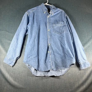 GAP Blue Jeans Men's Denim Shirt Size M Blue Button Down Long Sleeve Barrel Cuff - Picture 1 of 11