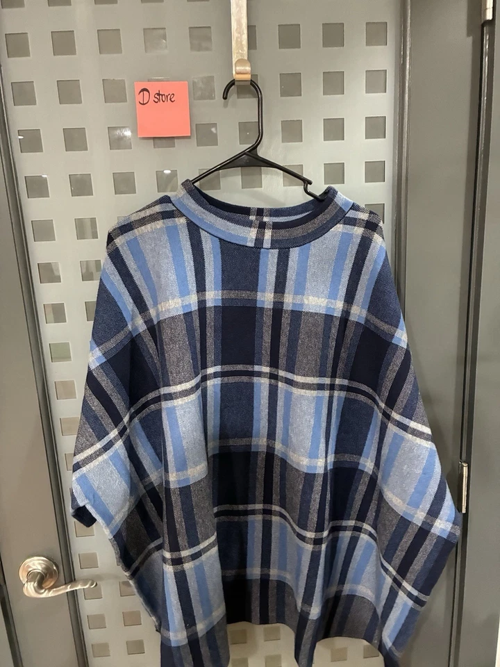 Suéter Poncho Joan Rivers Azul Gris Multi Damas - Talla 2X Foto 1 de 4