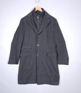 Corneliani ID Wool Zip Coat Removable Vest Charcoal Pinstripe size 48R - Picture 1 of 16
