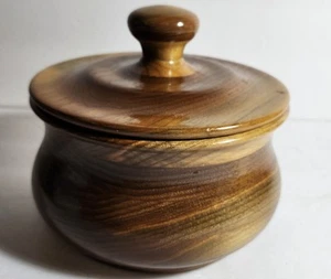 Cuenco de madera torneado a mano con tapa por Bob Clayton - Firmado - Imagen 1 de 6