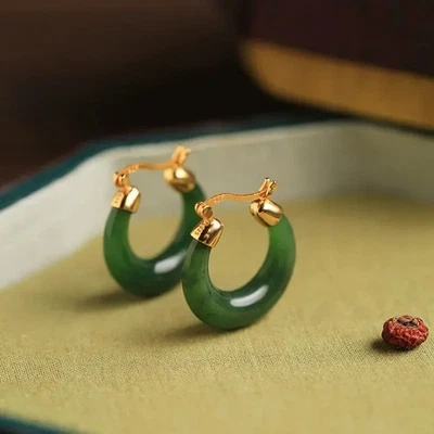 Pendientes de aro de jaspe natural de diseñador para mujer con encanto de fiesta joyería pendiente Foto 1 de 4