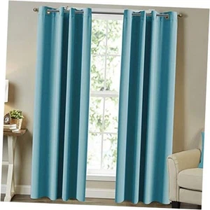 Blackout Curtains for Bedroom 84 Inch Length Room 52"W x 84"L (Pack of 2) Aqua - Picture 1 of 8