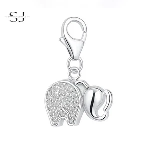 925 Sterling Silber Elefant Clip On Charm Karabinerverschluss für Armband - Bild 1 von 2