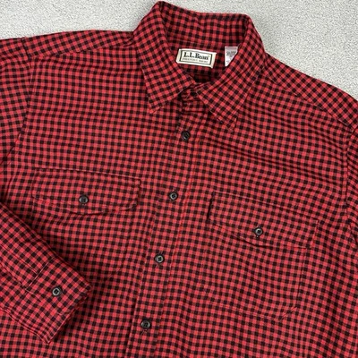 Camisa de Colección LL Bean Para Hombres Grande Roja Guinga Cuadros Franela Allagash Hecha en EE. UU. Foto 1 de 4