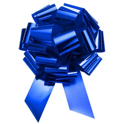 Arco extra gigante grande de 18 pulgadas cinta metálica de Navidad azul Foto 1 de 4