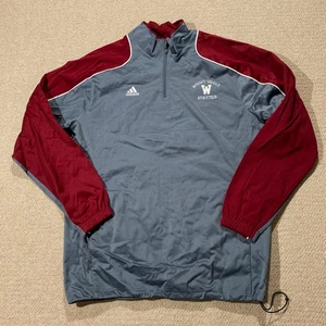 Adidas 1/4 Zip Jacke Herren Large grau rot Sport Gym Sport Shell Windbreaker - Bild 1 von 12