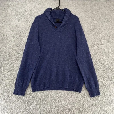 J Crew Sweater Mens Medium Blue Shawl Collar Merino Wool Doneagal Knit Rugged - Image 1 of 4