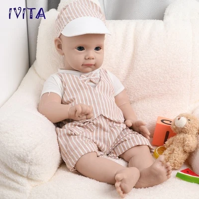 IVITA 21" Full Silicone Reborn Baby Boy Newborn Handmade Silicone Infant Doll - Image 1 of 4