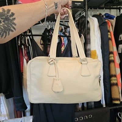 PRADA Vintage Calfskin Leather Satchel Shoulder Bag EUC Authentic Made In Italy - Image 1 of 4