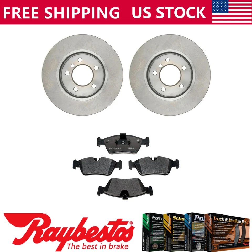 Kit de rotores de freno delanteros + pastillas metálicas y herrajes para BMW 328i 1999-2000 Foto 1 de 4