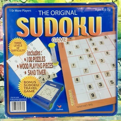 The Original Sudoku Game 100 Puzzles Wood Pieces Bonus Travel Game Cardinal NEW! - Image 1 of 4