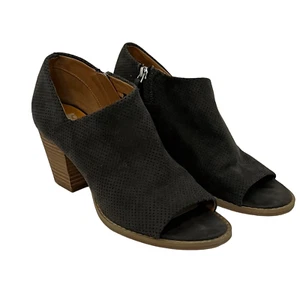 Dolce Vita DV8 Womens Open Toe Booties Size 8.5 Black Suede Perforated Side Zip - Picture 1 of 10