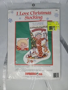 Mary Engelbreit I Love Christmas Stocking #8421 Cross Stitch Dimensions 1991 NEW - Picture 1 of 7