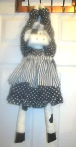 Handgefertigt ~ schwarz & weiß Holstein Kuscheltier hängende Kühe ~ 1990er - Bild 1 von 12