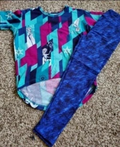 Lularoe Kids Outfit Disney Frozen Size 2 Gracie Used, SM Leggings New - Picture 1 of 1